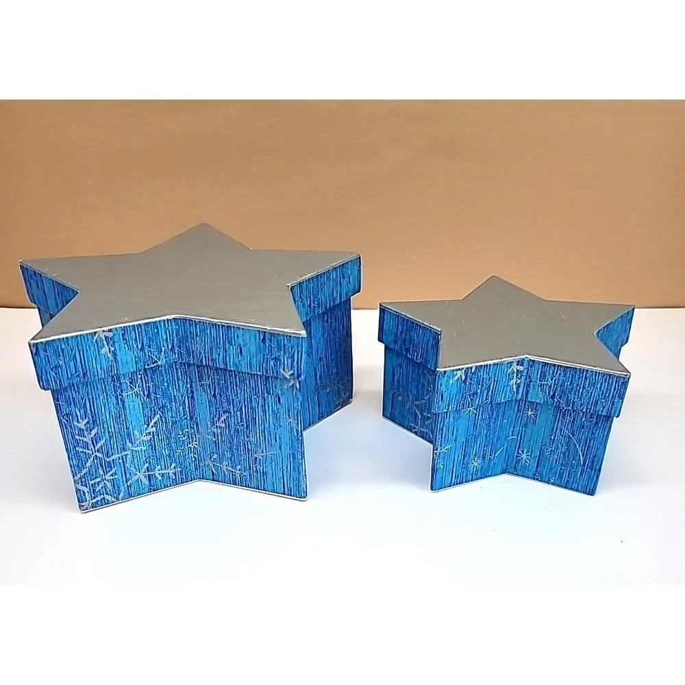 Lot Of 5 Decorative Christmas Gift Boxes-Stars-Snowflake-Pincone-Cheers
